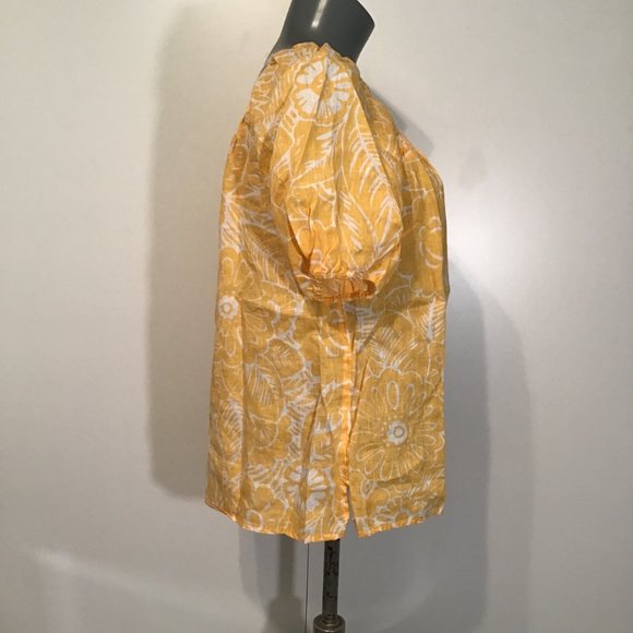 Talbots Square Neck Linen Top in Leafy Tropical Print Size M - Picture 3 of 14